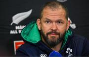 11 July 2022; Head coach Andy Farrell during an Ireland media conference at Sky Stadium in Wellington, New Zealand. Photo by Brendan Moran/Sportsfile