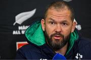 11 July 2022; Head coach Andy Farrell during an Ireland media conference at Sky Stadium in Wellington, New Zealand. Photo by Brendan Moran/Sportsfile