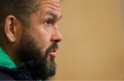 11 July 2022; Head coach Andy Farrell during an Ireland media conference at Sky Stadium in Wellington, New Zealand. Photo by Brendan Moran/Sportsfile