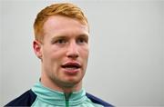 11 July 2022; Ciaran Frawley during an Ireland media conference at Sky Stadium in Wellington, New Zealand. Photo by Brendan Moran/Sportsfile