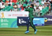 10 July 2022; Simi Singh of Ireland during the Men's One Day International match between Ireland and New Zealand at Malahide Cricket Club in Dublin. Photo by Seb Daly/Sportsfile