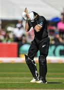10 July 2022; Martin Guptill of New Zealand after being bowled out by Curtis Campher of Ireland during the Men's One Day International match between Ireland and New Zealand at Malahide Cricket Club in Dublin. Photo by Seb Daly/Sportsfile
