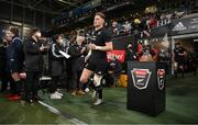 9 July 2022; Jordie Barrett of New Zealand walks onto the pitch before the Steinlager Series match between the New Zealand and Ireland at the Forsyth Barr Stadium in Dunedin, New Zealand. Photo by Brendan Moran/Sportsfile