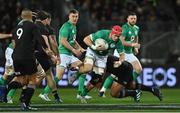 9 July 2022; Josh van der Flier of Ireland is tackled by George Bower of New Zealand during the Steinlager Series match between the New Zealand and Ireland at the Forsyth Barr Stadium in Dunedin, New Zealand. Photo by Brendan Moran/Sportsfile