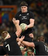 9 July 2022; Scott Barrett of New Zealand during the Steinlager Series match between the New Zealand and Ireland at the Forsyth Barr Stadium in Dunedin, New Zealand. Photo by Brendan Moran/Sportsfile