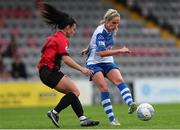 9 July 2022; Julie-Ann Russell of Galway WFC in action against Abbie Brophy of Bohemians during the EVOKE.ie FAI Women's Cup First Round match between Bohemians and Galway WFC at Dalymount Park in Dublin. Photo by Michael P Ryan/Sportsfile