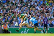 10 July 2022; David Clifford of Kerry in action against Eoin Murchan of Dublin during the GAA Football All-Ireland Senior Championship Semi-Final match between Dublin and Kerry at Croke Park in Dublin. Photo by Stephen McCarthy/Sportsfile