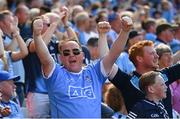 10 July 2022; Dublin supporters celebrate a score during the GAA Football All-Ireland Senior Championship Semi-Final match between Dublin and Kerry at Croke Park in Dublin. Photo by Stephen McCarthy/Sportsfile