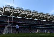 10 July 2022; Seán O'Shea of Kerry kicks a penalty, which was subsequently saved by Dublin goalkeeper Evan Comerford during the GAA Football All-Ireland Senior Championship Semi-Final match between Dublin and Kerry at Croke Park in Dublin. Photo by Stephen McCarthy/Sportsfile