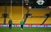 12 July 2022; Ireland head coach Andy Farrell, left, and captain Keith Earls walk the pitch before the match between the Maori All Blacks and Ireland at the Sky Stadium in Wellington, New Zealand. Photo by Brendan Moran/Sportsfile