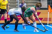 10 July 2022; Sarah Torrans of Ireland in action against Onthatile Zulu of South Africa during the FIH Women's Hockey World Cup 9th/10th Place Play-off match between Ireland and South Africa at Wagener Stadium in Amstelveen, Netherlands. Photo by Jeroen Meuwsen/Sportsfile