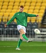 12 July 2022; Ciaran Frawley of Ireland warms-up before the match between the Maori All Blacks and Ireland in Wellington, New Zealand. Photo by Brendan Moran/Sportsfile