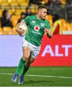 12 July 2022; Jordan Larmour of Ireland scores his side's first try during the match between the Maori All Blacks and Ireland at the Sky Stadium in Wellington, New Zealand. Photo by Brendan Moran/Sportsfile