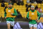 12 July 2022; Michael Bent, right, and Rob Herring of Ireland in the warm-up before the match between the Maori All Blacks and Ireland at the Sky Stadium in Wellington, New Zealand. Photo by Brendan Moran/Sportsfile