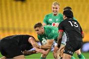 12 July 2022; Jordan Larmour of Ireland is tackled by Isaia Walker-Leawere of Maori All Blacks during the match between the Maori All Blacks and Ireland at the Sky Stadium in Wellington, New Zealand. Photo by Brendan Moran/Sportsfile