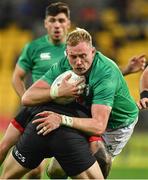 12 July 2022; Kieran Treadwell of Ireland is tackled by Connor Garden-Bachop of Maori All Blacks during the match between the Maori All Blacks and Ireland at the Sky Stadium in Wellington, New Zealand. Photo by Brendan Moran/Sportsfile