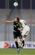12 July 2022; Ronan Finn of Shamrock Rovers in action against Gabriel Artiles of Hibernians during the UEFA Champions League 2022/23 First Qualifying Round Second Leg match between Hibernians and Shamrock Rovers at Centenary Stadium in Ta' Qali, Malta. Photo by Domenic Aquilina/Sportsfile