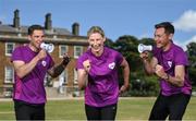 13 July 2022; Former jockey Nina Carberry, Olympian David Gillick, right, and exercise physiologist Dr Brian Carson are pictured at Newbridge House and Gardens, Donabate, Co. Dublin, supporting the More Than Running campaign from Vhi who are presenting partners of parkrun. The Vhi ambassadors are calling on people to attend a parkrun this summer and build it into their weekly routines by either walking, jogging, running or volunteering. parkruns has proved to improve particpiants fitness levels, along with physical heath, happiness and mental health. parkruns take place over a 5km course weekly, are free to enter and are open to all ages and abilities, providing a fun and safe enviroment to enjoy excerise. To register for a parkrun near you visit .www.parkrun.ie. Photo by Seb Daly/Sportsfile
