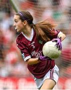 9 July 2022; Ciara Milton, Killeshin N.S., Killeshin, Laois, representing Galway, during the INTO Cumann na mBunscol GAA Respect Exhibition Go Games match during half-time of the GAA Football All-Ireland Senior Championship Semi-Final match between Galway and Derry at Croke Park in Dublin. Photo by Seb Daly/Sportsfile