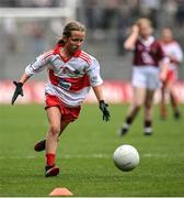 9 July 2022; Sarah Rice, St Malachy’s P.S., Castlewellan, Down, representing Derry, during the INTO Cumann na mBunscol GAA Respect Exhibition Go Games match during half-time of the GAA Football All-Ireland Senior Championship Semi-Final match between Galway and Derry at Croke Park in Dublin. Photo by Seb Daly/Sportsfile