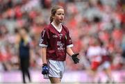 9 July 2022; Saoirse Murray, Craggagh N.S., Kiltimagh, Mayo, representing Galway, during the INTO Cumann na mBunscol GAA Respect Exhibition Go Games match during half-time of the GAA Football All-Ireland Senior Championship Semi-Final match between Galway and Derry at Croke Park in Dublin. Photo by Seb Daly/Sportsfile