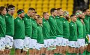 12 July 2022; Ireland captain Keith Earls, centre, and his teammates face the haka before the match between the Maori All Blacks and Ireland at the Sky Stadium in Wellington, New Zealand. Photo by Brendan Moran/Sportsfile