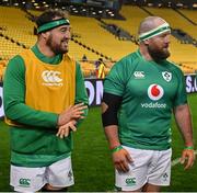 12 July 2022; Rob Herring, left, and Michael Bent of Ireland after the match between the Maori All Blacks and Ireland at the Sky Stadium in Wellington, New Zealand. Photo by Brendan Moran/Sportsfile