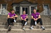 13 July 2022; Former jockey Nina Carberry, Olympian David Gillick, left, and exercise physiologist Dr Brian Carson are pictured at Newbridge House and Gardens, Donabate, Co. Dublin, supporting the More Than Running campaign from Vhi who are presenting partners of parkrun. The Vhi ambassadors are calling on people to attend a parkrun this summer and build it into their weekly routines by either walking, jogging, running or volunteering. parkruns has proved to improve particpiants fitness levels, along with physical heath, happiness and mental health. parkruns take place over a 5km course weekly, are free to enter and are open to all ages and abilities, providing a fun and safe enviroment to enjoy excerise. To register for a parkrun near you visit .www.parkrun.ie. Photo by Seb Daly/Sportsfile