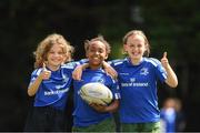 13 July 2022; From left Lucy Smullen, Lana Bolger and Emily Doyle during the 2022 Bank of Ireland Leinster Rugby Summer Camp at Greystones RFC in Wicklow. Photo by Matt Browne/Sportsfile