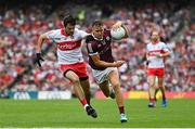 9 July 2022; Robert Finnerty of Galway in action against Christopher McKaigue of Derry during the GAA Football All-Ireland Senior Championship Semi-Final match between Derry and Galway at Croke Park in Dublin. Photo by Ramsey Cardy/Sportsfile