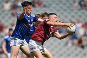 9 July 2022; Ronan O’Toole of Westmeath in action against Gerard Smith of Cavan during the Tailteann Cup Final match between Cavan and Westmeath at Croke Park in Dublin. Photo by Seb Daly/Sportsfile