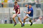 9 July 2022; John Heslin of Westmeath in action against Killian Brady of Cavan during the Tailteann Cup Final match between Cavan and Westmeath at Croke Park in Dublin. Photo by Seb Daly/Sportsfile