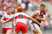 9 July 2022; Dylan McHugh of Galway in action against Conor Glass of Derry during the GAA Football All-Ireland Senior Championship Semi-Final match between Derry and Galway at Croke Park in Dublin. Photo by Seb Daly/Sportsfile