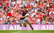 9 July 2022; Damien Comer of Galway on his way to scoring his side's first goal during the GAA Football All-Ireland Senior Championship Semi-Final match between Derry and Galway at Croke Park in Dublin. Photo by Seb Daly/Sportsfile