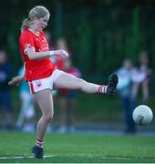 13 July 2022; Niamh O'Sullivan of Cork shoots to score her side's first goal during the 2022 All-Ireland U16 A Final between Cork and Dublin at Cahir GAA Club, Co. Tipperary. Photo by George Tewkesbury/Sportsfile