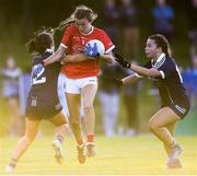 13 July 2022; Ava Fitzgerald of Cork in action against Lily-May Conaty, left and Aoife Robertson of Dublin during the 2022 All-Ireland U16 A Final between Cork and Dublin at Cahir GAA Club, Co. Tipperary. Photo by George Tewkesbury/Sportsfile