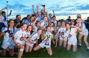 13 July 2022; Kildare's Heidi Lyons and her team mates with the cup after the 2022 All-Ireland U16 B Final between Kildare and Tipperary at Crettyard, Co. Laois. Photo by Ray McManus/Sportsfile