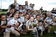 13 July 2022; Kildare's Caoimhe Egan and her team mates with the cup after the 2022 All-Ireland U16 B Final between Kildare and Tipperary at Crettyard, Co. Laois. Photo by Ray McManus/Sportsfile