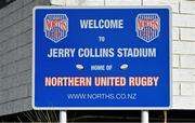 14 July 2022; A general view of the sign for Jerry Collins Stadium during Ireland rugby squad training in Porirua, New Zealand. Photo by Brendan Moran/Sportsfile