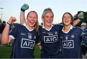 13 July 2022; Aisling Moran, left, Líadan Murphy and Grace Prenter of Dublin celebrate after winning the 2022 All-Ireland U16 A Final between Cork and Dublin at Cahir GAA Club, Co. Tipperary. Photo by George Tewkesbury/Sportsfile