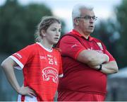 13 July 2022; Catherine Murphy of Cork and Cork manager Dominic Gallagher during the 2022 All-Ireland U16 A Final between Cork and Dublin at Cahir GAA Club, Co. Tipperary. Photo by George Tewkesbury/Sportsfile