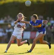 13 July 2022; Abi Whelan of Kildare in action against Ellie Franklin of Tipperary during the 2022 All-Ireland U16 B Final between Kildare and Tipperary at Crettyard, Co. Laois. Photo by Ray McManus/Sportsfile
