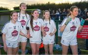13 July 2022; Kildare players, from left, Aoife Murnane, Mya Pardy, Abi Whelan, Abaigh Cahill and Tara Rafferty watch the last seconds of the 2022 All-Ireland U16 B Final between Kildare and Tipperary at Crettyard, Co. Laois. Photo by Ray McManus/Sportsfile