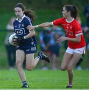 13 July 2022; Ellen Joyce of Dublin in action against Grace Cronin of Cork during the 2022 All-Ireland U16 A Final between Cork and Dublin at Cahir GAA Club, Co. Tipperary. Photo by George Tewkesbury/Sportsfile