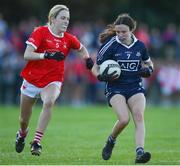 13 July 2022; Aoibhe Daly of Cork in action against Ellen Joyce of Dublin during the 2022 All-Ireland U16 A Final between Cork and Dublin at Cahir GAA Club, Co. Tipperary. Photo by George Tewkesbury/Sportsfile