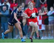 13 July 2022; Aoibhe Daly of Cork in action against Karrie Rudden of Dublin during the 2022 All-Ireland U16 A Final between Cork and Dublin at Cahir GAA Club, Co. Tipperary. Photo by George Tewkesbury/Sportsfile