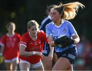 13 July 2022; Dublin goalkeeper Siobhán Cassidy-Fagan in action against Niamh O'Sullivan of Cork during the 2022 All-Ireland U16 A Final between Cork and Dublin at Cahir GAA Club, Co. Tipperary. Photo by George Tewkesbury/Sportsfile