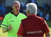 13 July 2022; Referee Paul McCaughey speak to Cork manager Dominic Gallagher before the 2022 All-Ireland U16 A Final between Cork and Dublin at Cahir GAA Club, Co. Tipperary. Photo by George Tewkesbury/Sportsfile