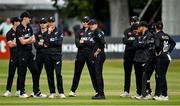 15 July 2022; New Zealand players during the Men's One Day International match between Ireland and New Zealand at Malahide Cricket Club in Dublin. Photo by Seb Daly/Sportsfile