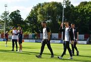 15 July 2022; Dundalk players, including Robbie Benson, left, and Darragh Leahy, before the SSE Airtricity League Premier Division match between St Patrick's Athletic and Dundalk at Richmond Park in Dublin. Photo by Ben McShane/Sportsfile